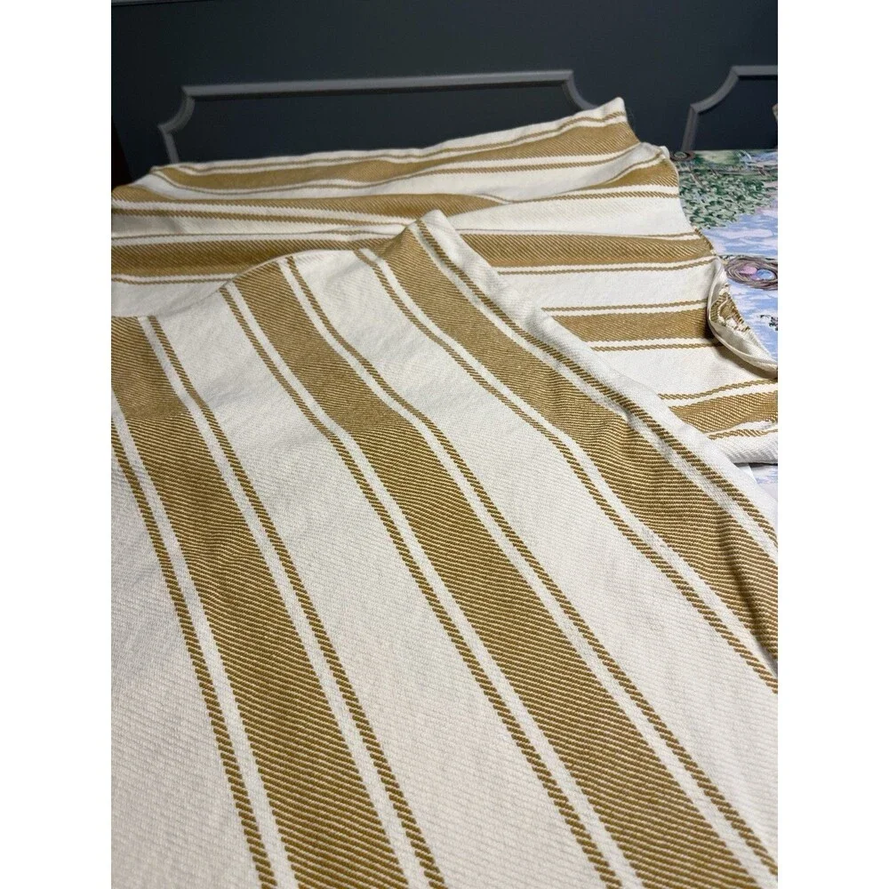 Pottery Barn Yellowish Brown & White Striped 24” Square Pillow Covers